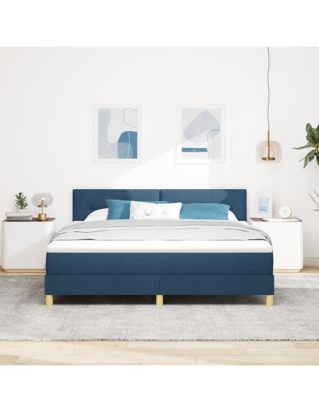 Letto Box Spring  con Materasso Blu 180x200 cm Tessuto