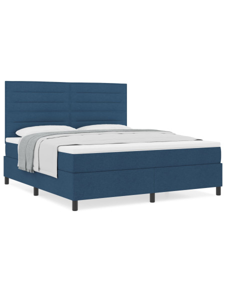 Letto Box Spring  con Materasso Blu Super King Tessuto