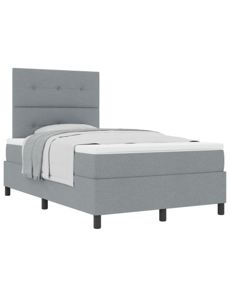 Letto a Molle con Materasso Grigio Chiaro Matrimoniale in Tessuto