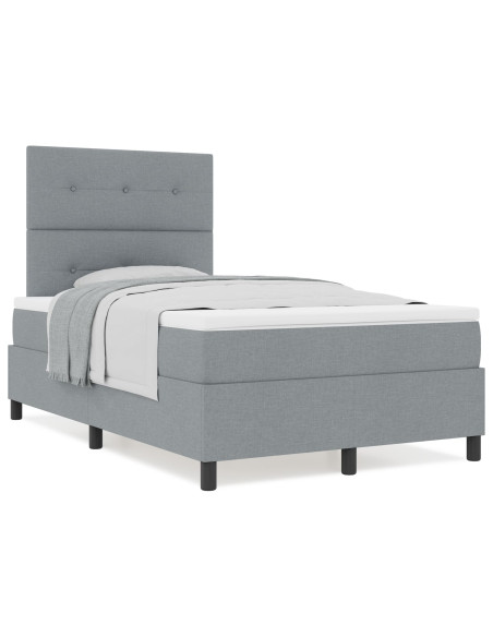 Letto a Molle con Materasso Grigio Chiaro Matrimoniale in Tessuto