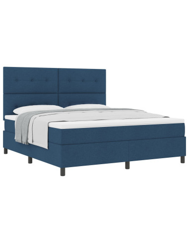 Letto a molle con materasso Blu 180 x 200 cm Tessuto