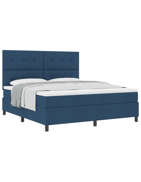 Letto a Molle con Materasso Blu Super King in Tessuto