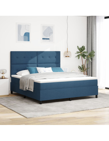 Letto a molle con materasso Blu 180 x 200 cm Tessuto