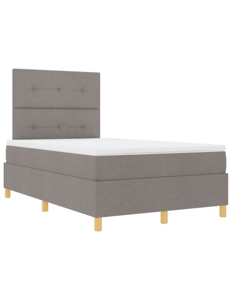 Letto con Box Spring e Materasso Tortora Piccolo Matrimoniale in Tessuto