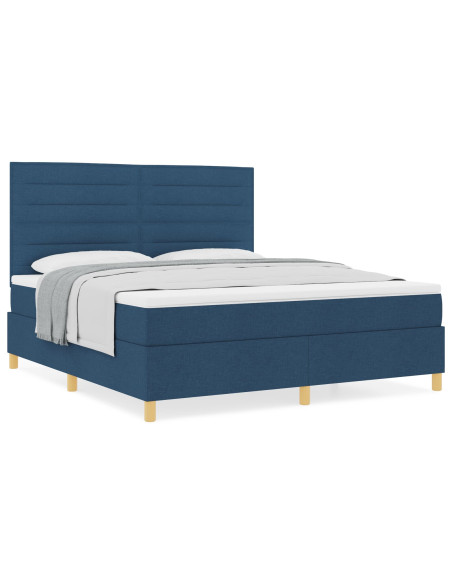 Letto a Molle  con Materasso Blu Super King Tessuto