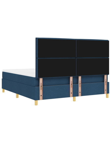 Letto a Molle  con Materasso Blu Super King Tessuto