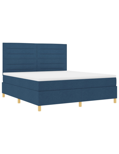 Letto a Molle  con Materasso Blu Super King Tessuto