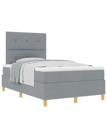Letto box spring e materasso  Grigio chiaro Piccolo doppio Tessuto