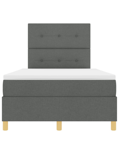 Letto a molle con materasso grigio scuro in tessuto, doppio e compatto