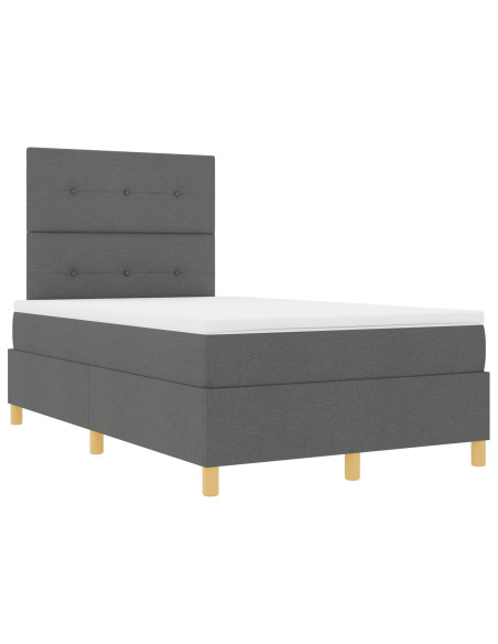 Letto a molle con materasso grigio scuro in tessuto, doppio e compatto