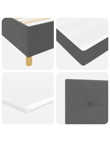 Letto a Box Spring con Materasso e Panchina Grigio Scuro 120x190 cm Tessuto