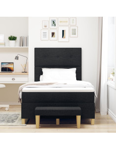 Letto a molle con materasso Nero 120 x 190 cm Tessuto 2