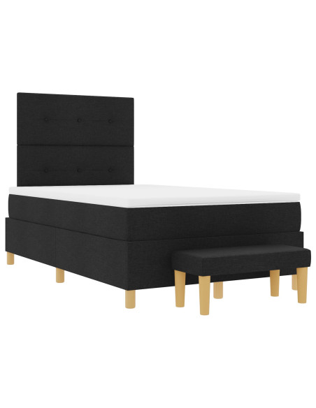 Letto a molle con materasso Nero 120 x 190 cm Tessuto