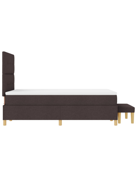 Letto a Box Spring con Materasso & Panchina Marrone Scuro 120x190 cm Tessuto