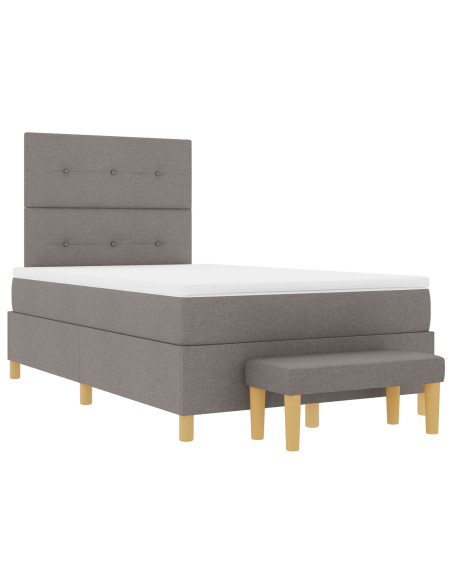Letto a Rete con Materasso & Panchina Tortora 120x190 cm Tessuto