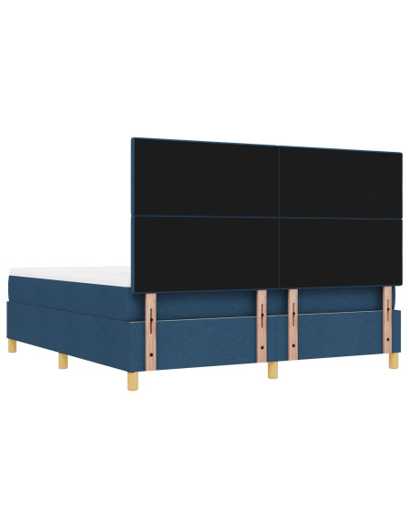 Letto con Box Spring e Materasso & Panca Blu 180x200 cm Tessuto