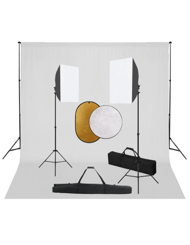 Kit per Studio Fotografico con Set Luci, Fondale e Riflettore