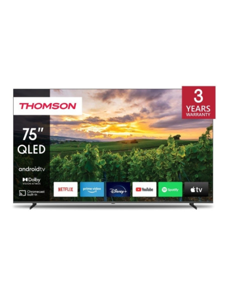 TV THOMSON QLED 75" SMART TV 75QA2S13 ANDROID DVB-T2/S2 4K UHD CI+ 4XHDMI 2XUSB TELECOMANDO RETRO ILLUMINATO VESA