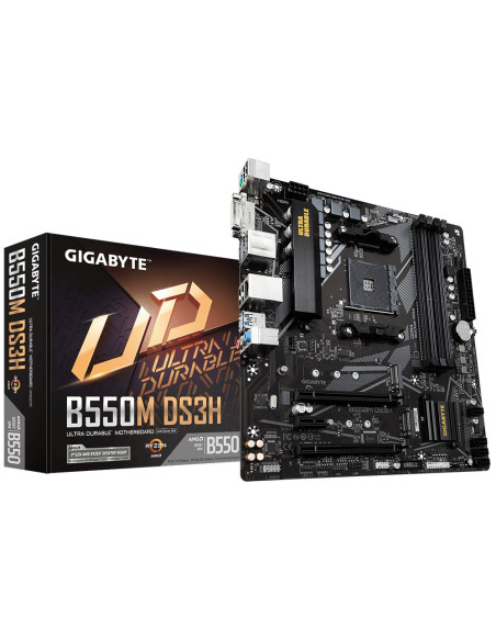 GIGABYTE B550M DS3H Scheda madre - CPU AMD Ryzen 5000, VRM a 5+3 fasi, fino a 4733 MHz DDR4, 1xPCIe 4.0 + 1xPCIe 3.0 M.2, LAN 1G