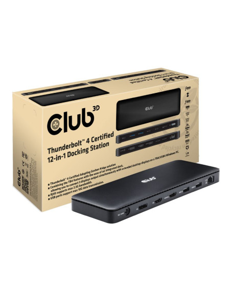 CLUB3D Thunderbolt 4 Certified 11-in-1 docking station per dispositivo mobile Universale Nero