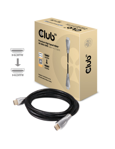 CLUB3D Premium High Speed HDMI™ 2.0 4K60Hz UHD Cable 1 m/ 3.28 ft