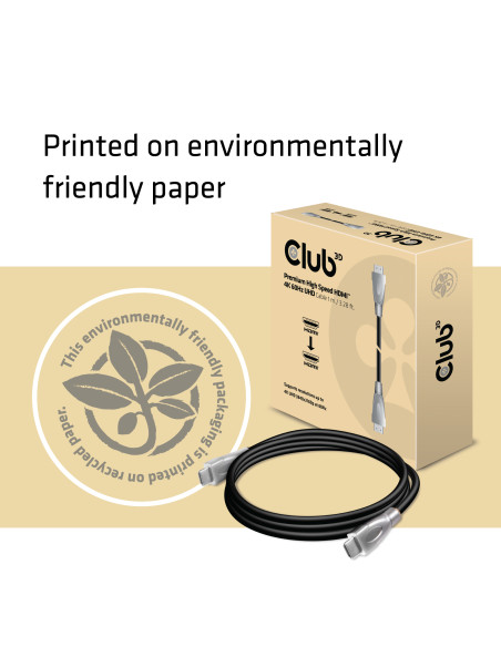 CLUB3D Premium High Speed HDMI™ 2.0 4K60Hz UHD Cable 1 m/ 3.28 ft
