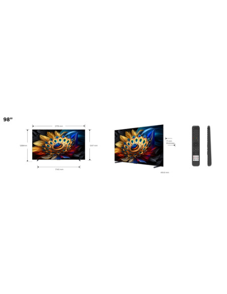 TCL C65 Serie C6 Smart TV QLED 4K 98" 98C655, 144Hz, audio Onkyo con subwoofer, Google TV