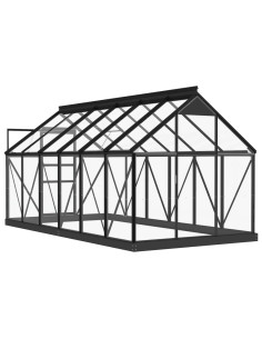 Serra in Vetro Antracite 155x298x191 cm con Telaio in Alluminio