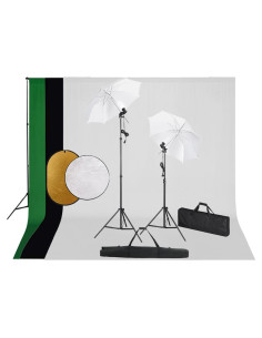 Kit Studio Fotografico con Luci Ombrelli Fondale e Riflettore 2