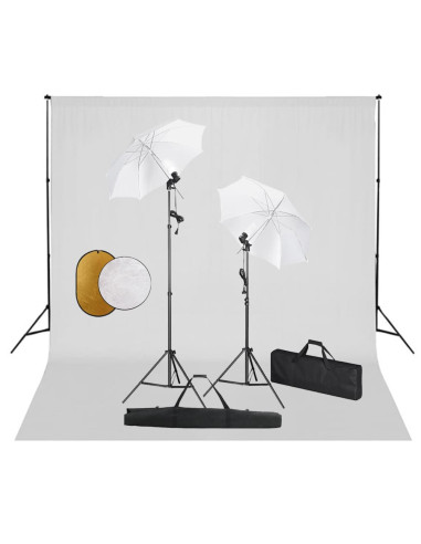Kit Studio Fotografico con Luci Ombrelli Fondale e Riflettore