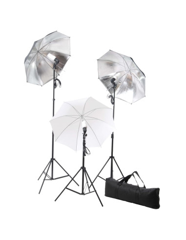 Kit Studio Fotografico con Luci Ombrelli Fondale e Riflettore