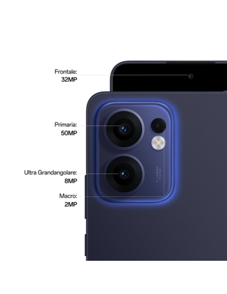 OPPO Reno13 FS 5G AI Smartphone, Tripla fotocamera 50+8+2MP, Selfie 32MP, Display 6.67” 120HZ AMOLED FHD+, 5800mAh, RAM 12GB(E