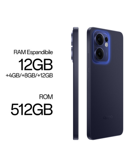 OPPO Reno13 FS 5G AI Smartphone, Tripla fotocamera 50+8+2MP, Selfie 32MP, Display 6.67” 120HZ AMOLED FHD+, 5800mAh, RAM 12GB(E