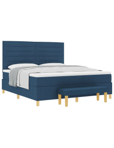 Letto a molle con materasso Blu 180 x 200 cm Tessuto
