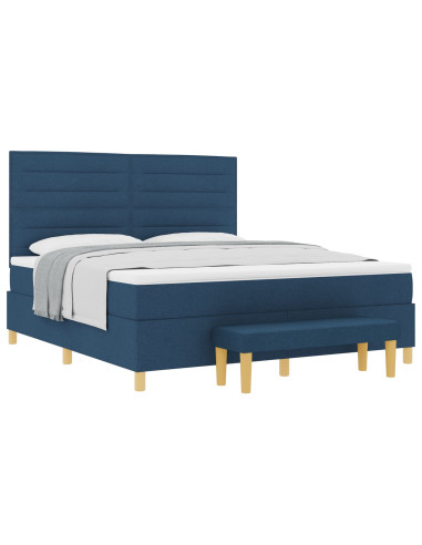 Letto a molle con materasso Blu 180 x 200 cm Tessuto
