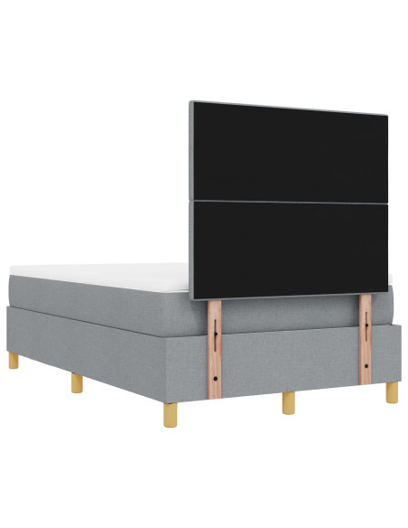Letto con Box Spring con Materasso e Panchetta Grigio chiaro 120x190 cm Tessuto