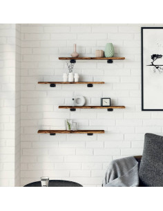 Mensole Parete 4pz Rovere Fumo 60x10x1,5 cm Legno Multistrato 2