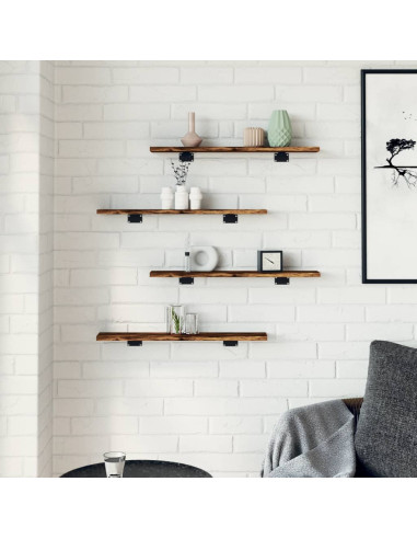Mensole Parete 4pz Rovere Fumo 60x10x1,5 cm Legno Multistrato