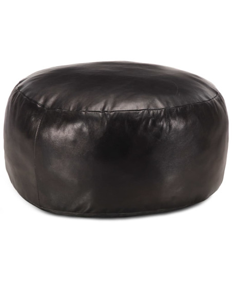 Pouf Nero 60x30 cm in Vera Pelle di Capra
