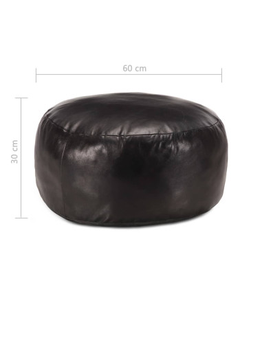 Pouf Nero 60x30 cm in Vera Pelle di Capra