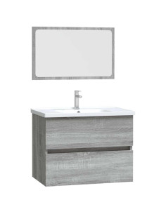 Set Mobili da Bagno 2 pz Grigio Sonoma in Legno Multistrato