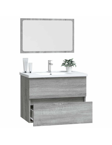 Set Mobili da Bagno 2 pz Grigio Sonoma in Legno Multistrato