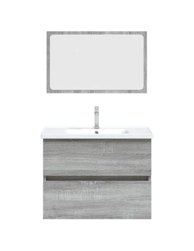 Set Mobili da Bagno 2 pz Grigio Sonoma in Legno Multistrato