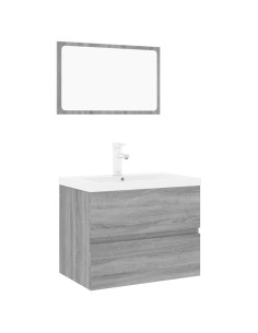 Set di Mobili da Bagno Grigio Sonoma in Legno Multistrato