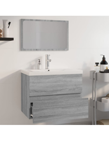 Set di Mobili da Bagno Grigio Sonoma in Legno Multistrato
