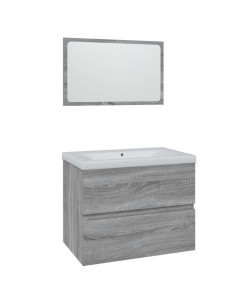 Set di Mobili da Bagno Grigio Sonoma in Legno Multistrato