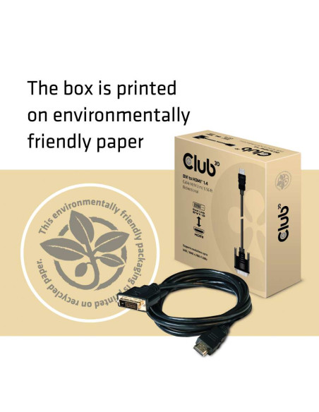 CLUB3D DVI to HDMI 1.4 Cable M/M 2m/ 6.56ft Bidirectional