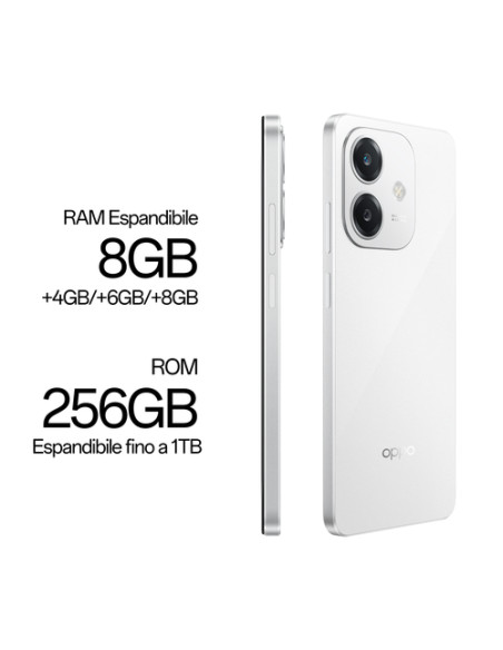 OPPO A40M Smartphone, Fotocamera AI 50MP, Selfie 5MP, Display 6.67” 90HZ LCD HD+, 5100mAh, RAM 16 GB (8+8) + ROM 256GB, IP54, 