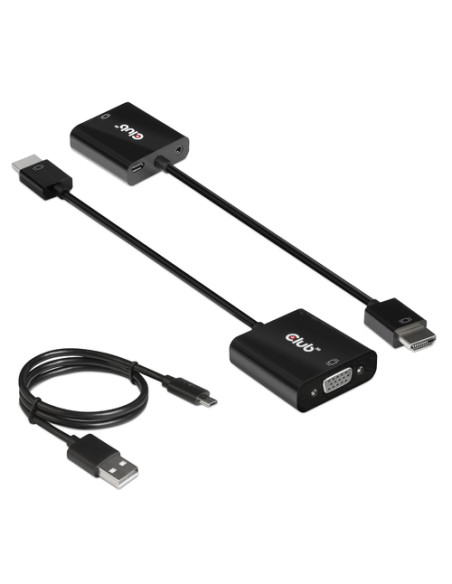 CLUB3D CAC-1302 cavo e adattatore video 0,5 m HDMI tipo A (Standard) VGA (D-Sub) Nero