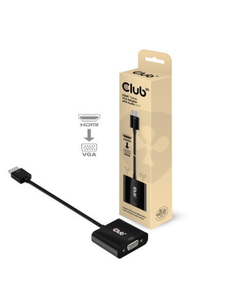 CLUB3D CAC-1302 cavo e adattatore video 0,5 m HDMI tipo A (Standard) VGA (D-Sub) Nero